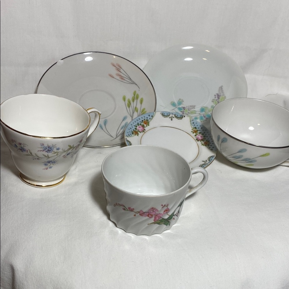 China cups and saucers, multiple brands